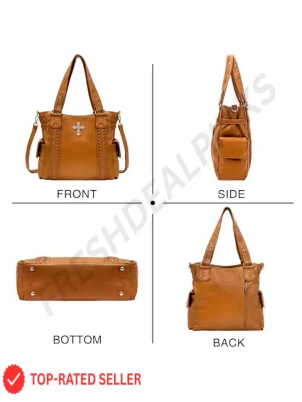 Women's Large Western Hobo Bag With Crossbody Strap Faux Leather Vintage Handbag